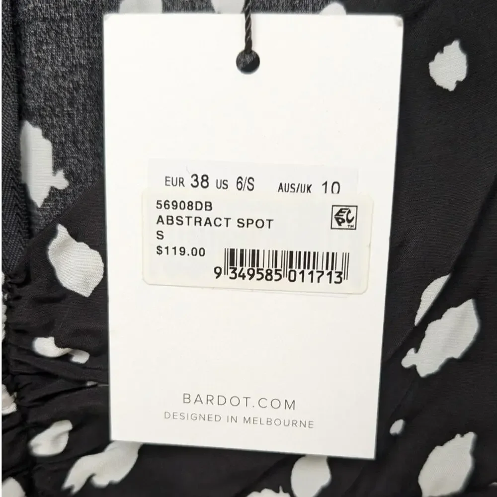 NWT Bardot Millie Black Abstract Spot Short Sleeve Midi Maxi Dress, size 6/S - Picture 5 of 10